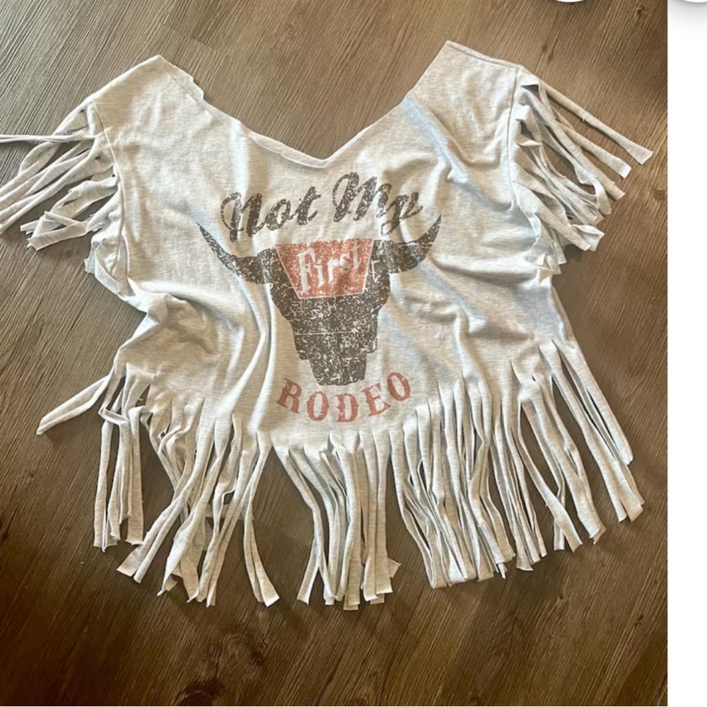 Upcycled Fringe Rodeo Graphic Tee - Heather Gray